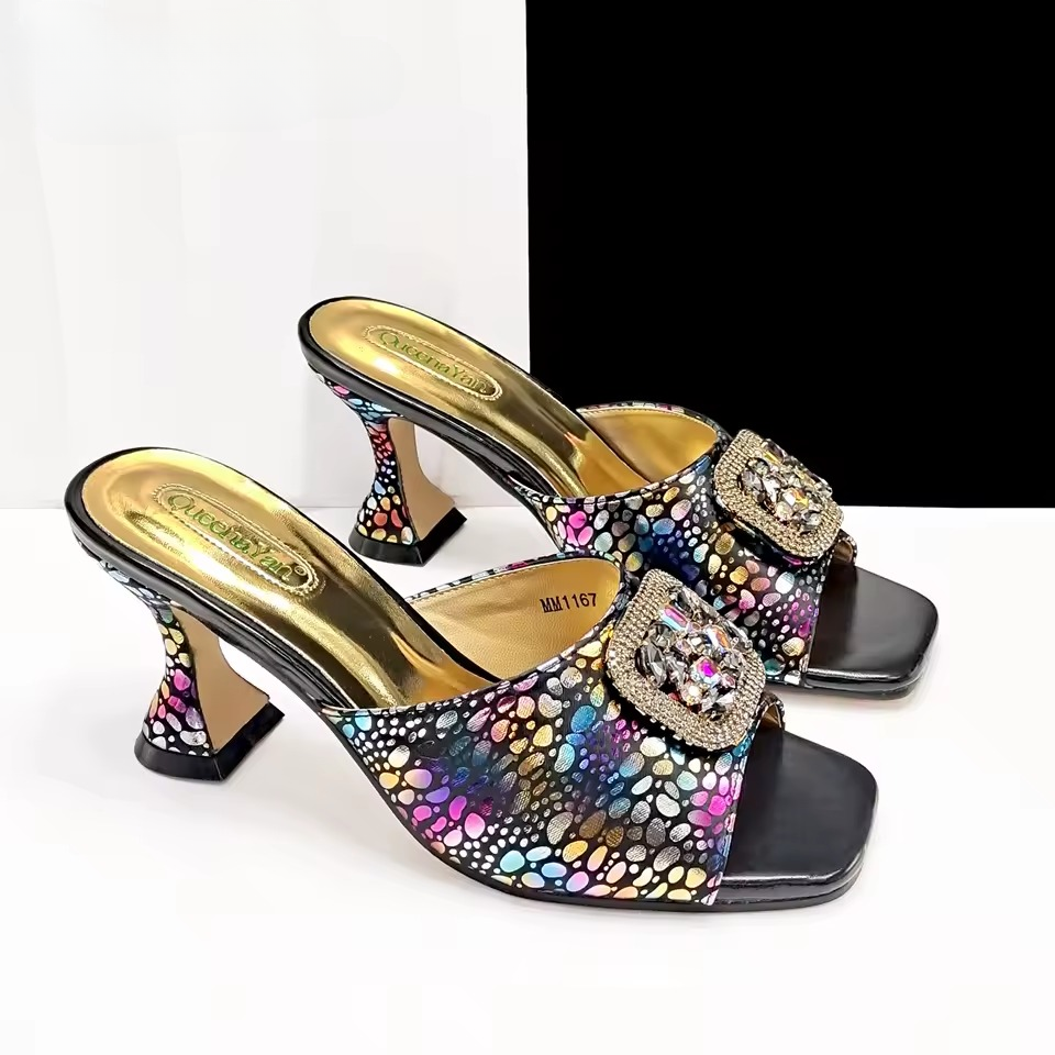 Square Toe Sandals With Matching Handbag Set Perfect for Weddings and Parties
