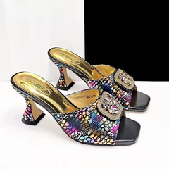 Square Toe Sandals With Matching Handbag Set Perfect for Weddings and Parties
