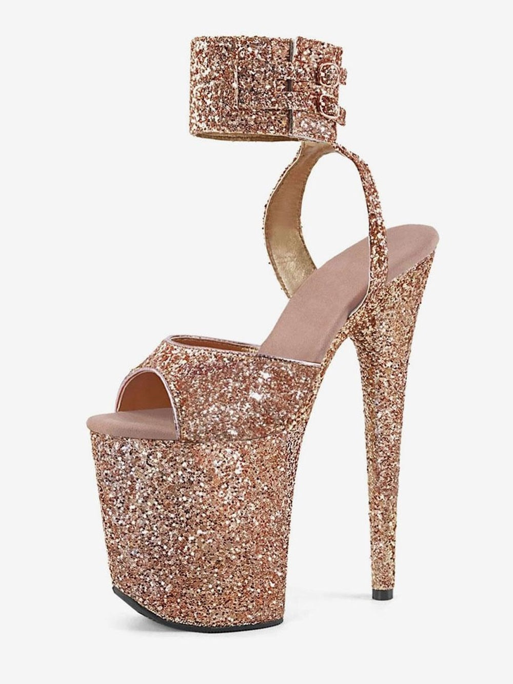 Pole Dance Shoes High Heel Sandals Peep Toe Stiletto Stripper Shoes