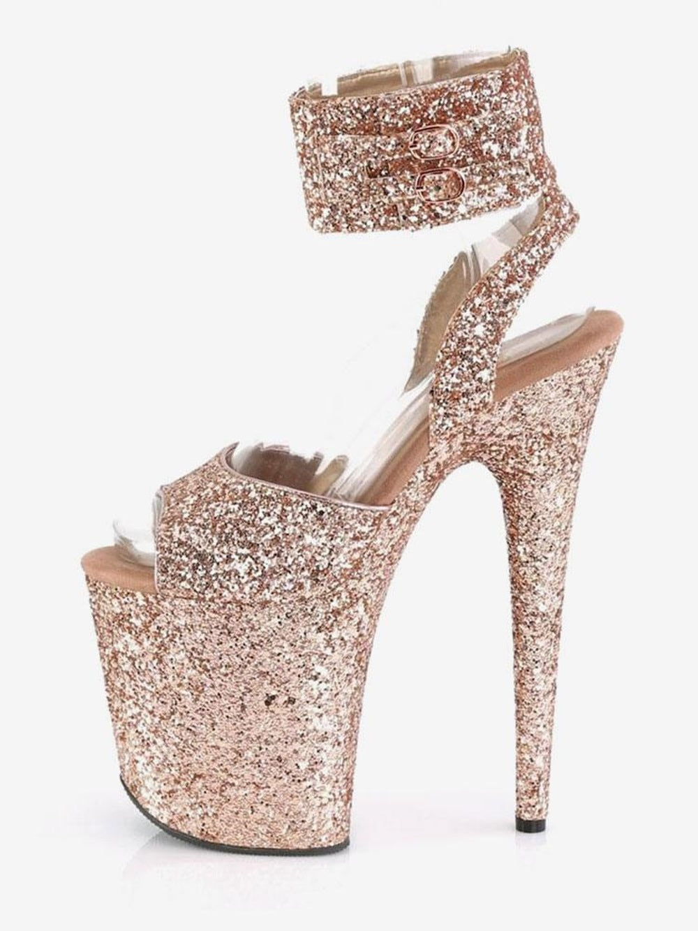 Pole Dance Shoes High Heel Sandals Peep Toe Stiletto Stripper Shoes
