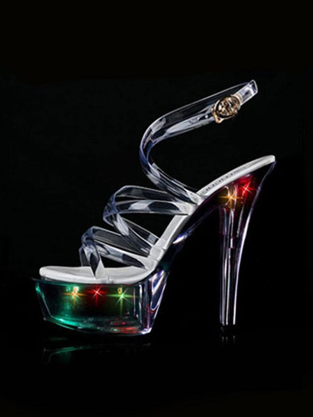 Pole Dance Shoes Sandals For Woman Ombre PVC Upper Open Toe Cone Heel Sky High Heel Ankle Strap Heels Stripper Shoes