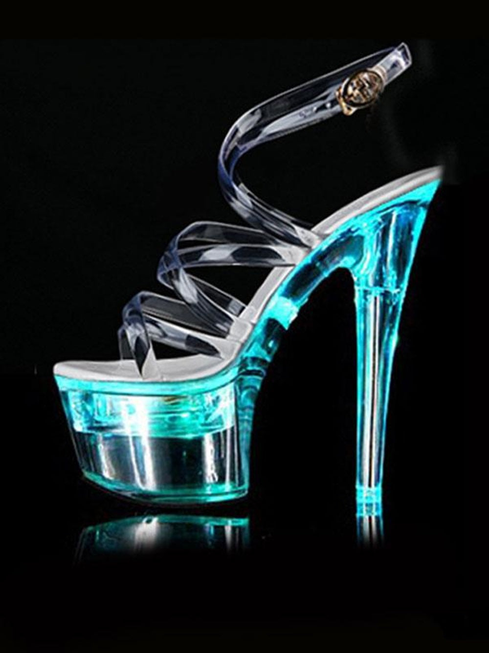Pole Dance Shoes Sandals For Woman Ombre PVC Upper Open Toe Cone Heel Sky High Heel Ankle Strap Heels Stripper Shoes