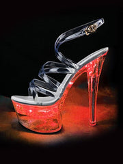 Pole Dance Shoes Sandals For Woman Ombre PVC Upper Open Toe Cone Heel Sky High Heel Ankle Strap Heels Stripper Shoes
