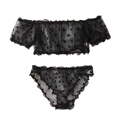 Polka Dot Pattern Semi-sheer Design Lingeries Sexys Woman Bustier Top And Panty Sets Clothing Summer Outfit
