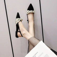 Butterfly-knot Polka Dots Designer Breathable Anti Slip Rubber Low Flat Heels Sandal
