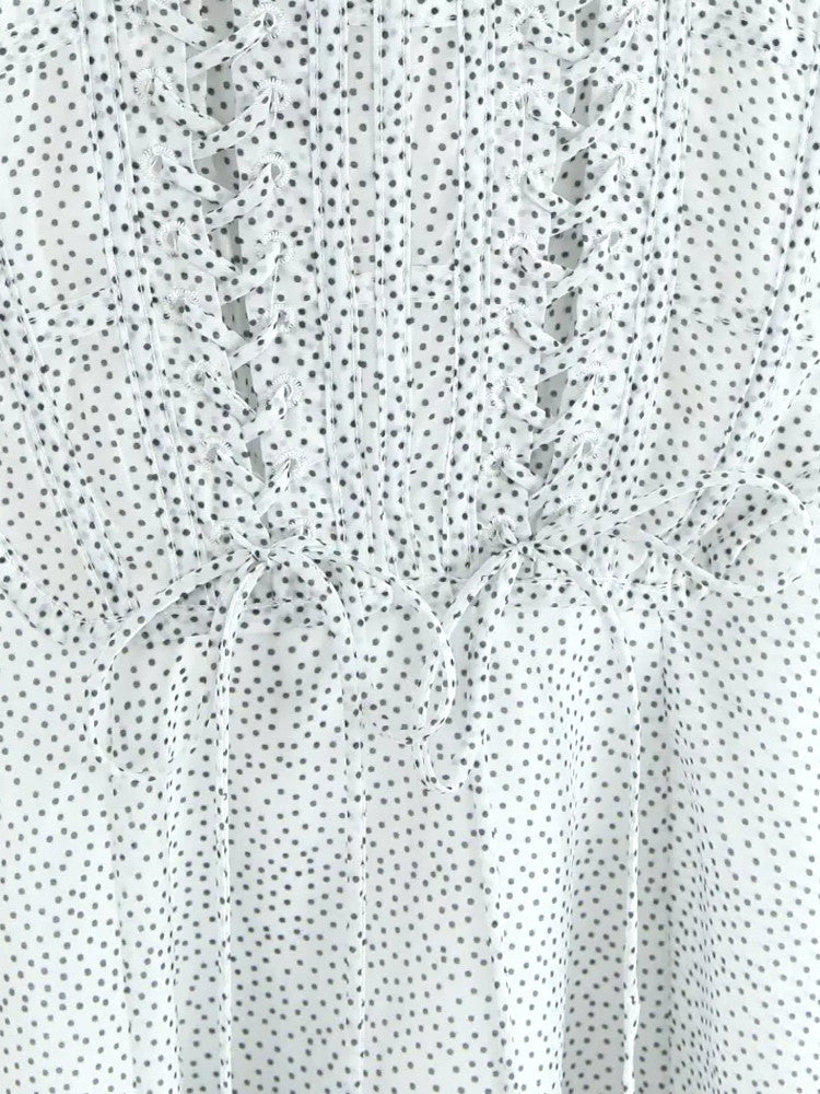 Polka Dot Corset Skater Dress Black White