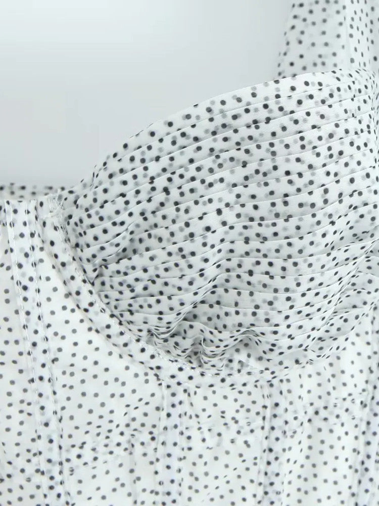 Polka Dot Corset Skater Dress Black White