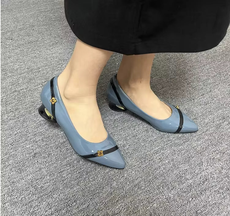 Professional Shallow Mouth Comfortable Pointed Thick Heel