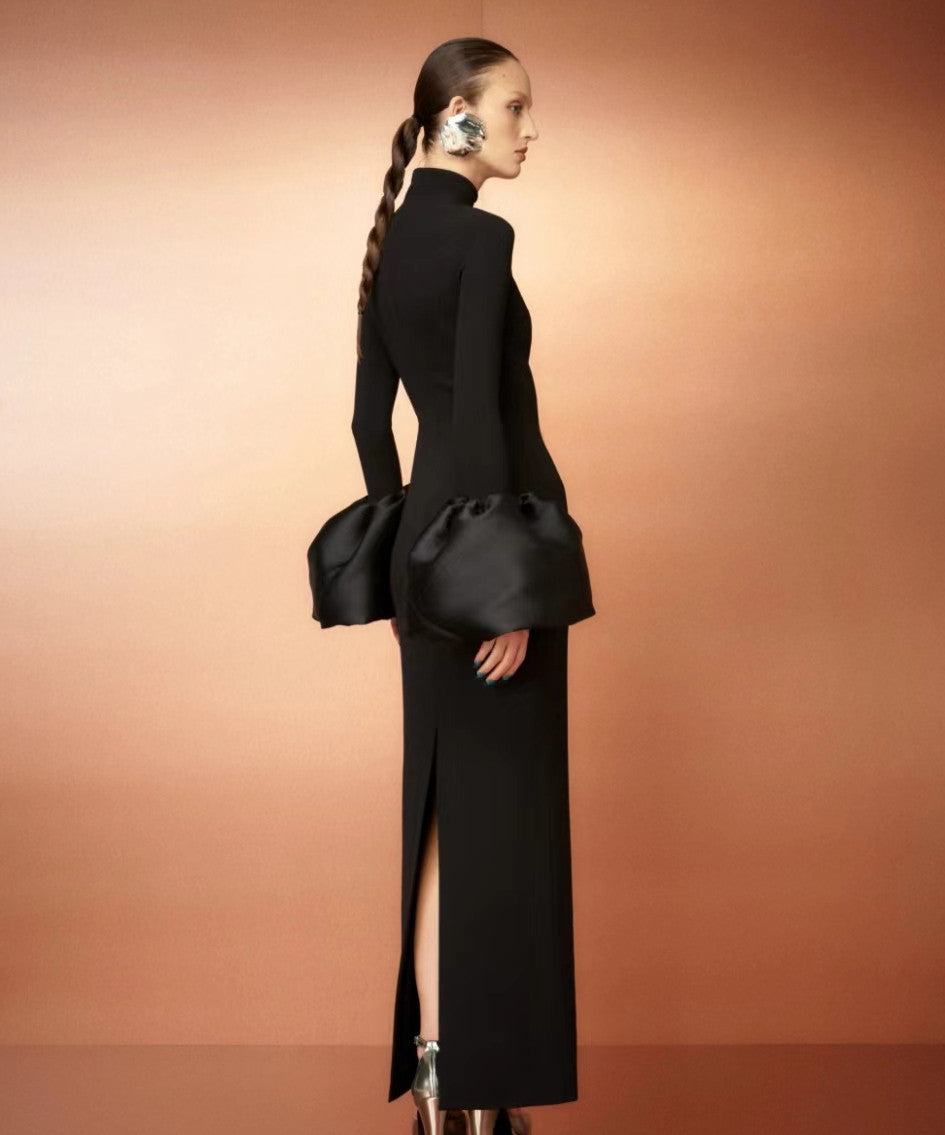Puff Sleeve Maxi Dress Black