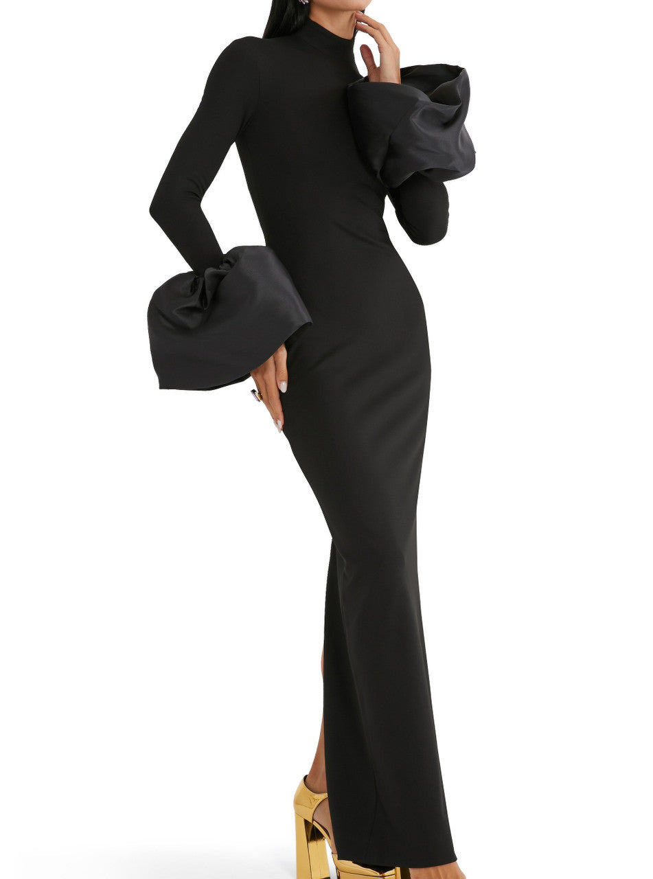 Puff Sleeve Maxi Dress Black