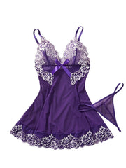 Purple Lace Babydoll Dress Soft Sleepwear Underwear Festival Gift