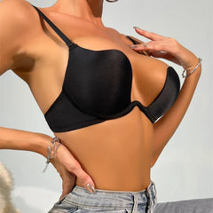 Push Up Bras Backless Bra Low Cut Gather Brassiere Open Back Wedding Underwear Invisible Seamless Deep V Lingerie