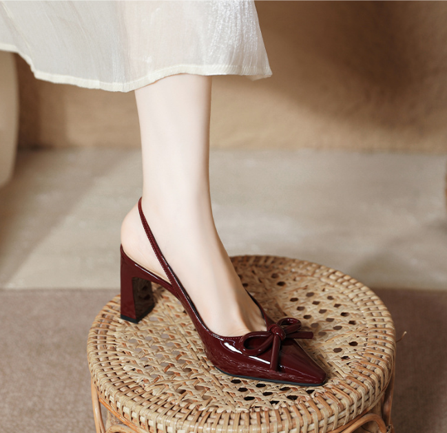 Formal Genuine Personality Leather Buckle Square Toe Thick Sandals