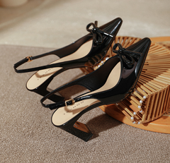 Formal Genuine Personality Leather Buckle Square Toe Thick Sandals