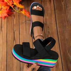 Rainbow Sole Soft EVA Light Weight Summer Wedges Sandals