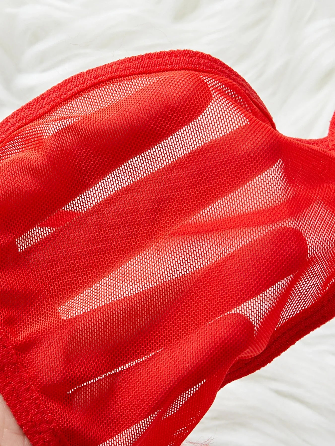 Red Contrast Mesh Lace Lingerie Set Nightdress & Thong Pijamas Set Lingerie Nightwear