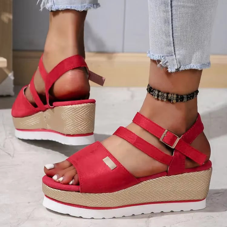 Retro Ankle Buckle Open Toe Thick Bottom Chunky Platform Sandals