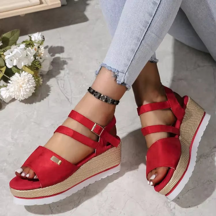 Retro Ankle Buckle Open Toe Thick Bottom Chunky Platform Sandals