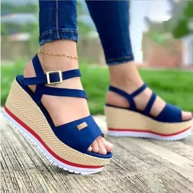 Retro Ankle Buckle Open Toe Thick Bottom Chunky Platform Sandals