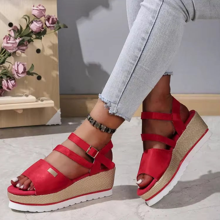 Retro Ankle Buckle Open Toe Thick Bottom Chunky Platform Sandals