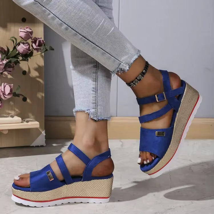 Retro Ankle Buckle Open Toe Thick Bottom Chunky Platform Sandals