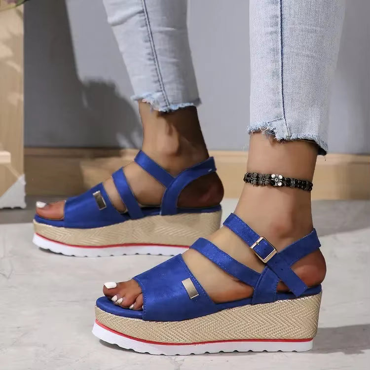 Retro Ankle Buckle Open Toe Thick Bottom Chunky Platform Sandals