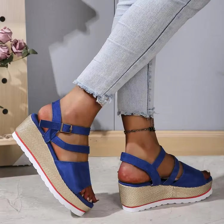 Retro Ankle Buckle Open Toe Thick Bottom Chunky Platform Sandals