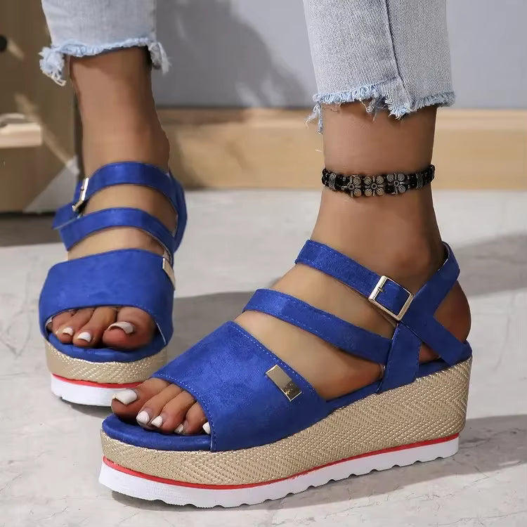 Retro Ankle Buckle Open Toe Thick Bottom Chunky Platform Sandals