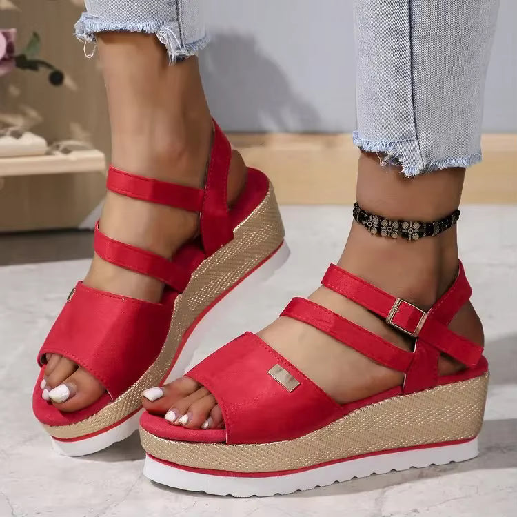 Retro Ankle Buckle Open Toe Thick Bottom Chunky Platform Sandals