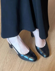 Retro Style Cover Toe Thick Heel Sandals Slip On Footwear