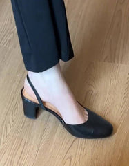 Retro Style Cover Toe Thick Heel Sandals Slip On Footwear