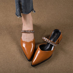 Retro Style Sing-backs Party Pointed Toe Thick Heel Sandals