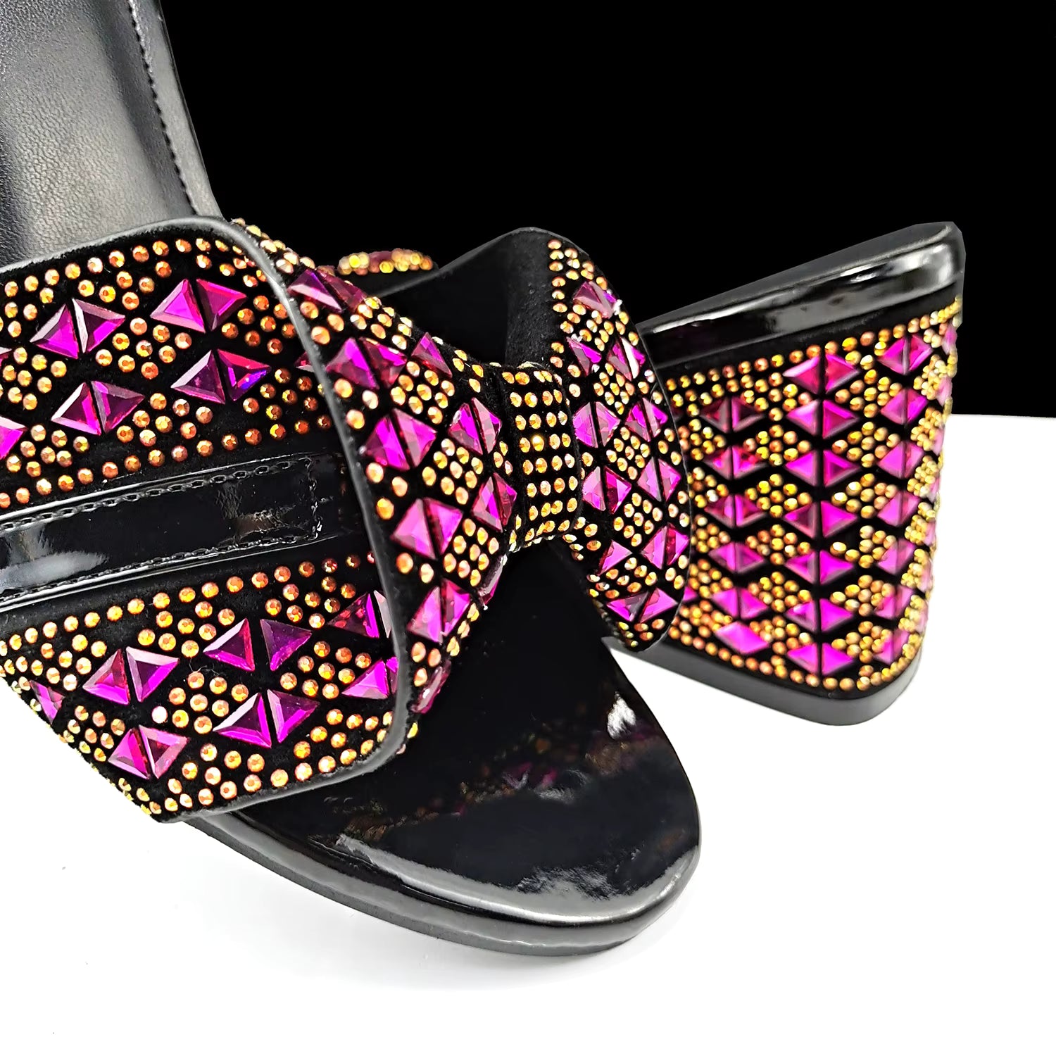 Rhinestone Decoration Bags and Peep Toe High Heels Banquet Shoes