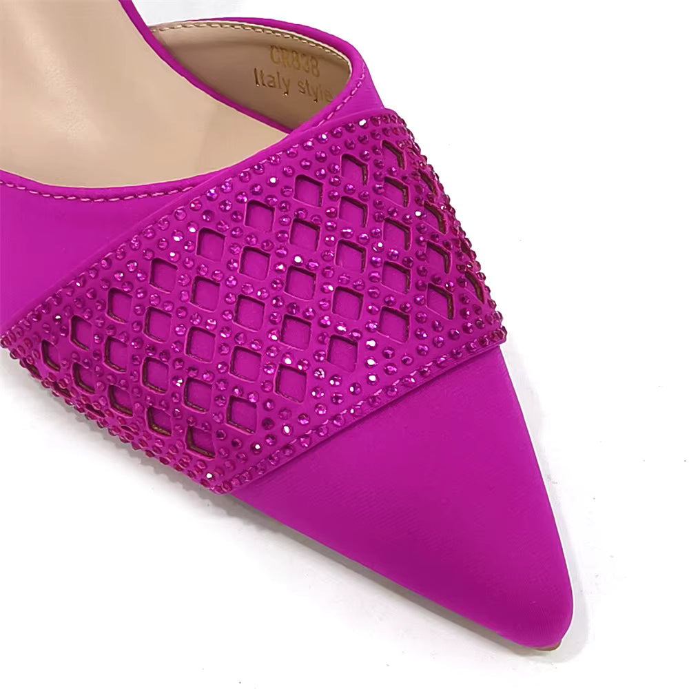 Rhinestone-Embellished Party High Heels for Special Occasions Shoes With Matching Handbag