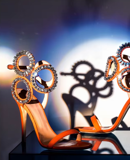 Rhinestone Microfiber Front And Rear Strap Open Heel