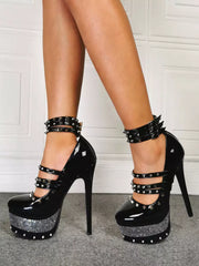 Rhinestones Beaded Strappy Gladiator Daily Casual Pumps High Heels
