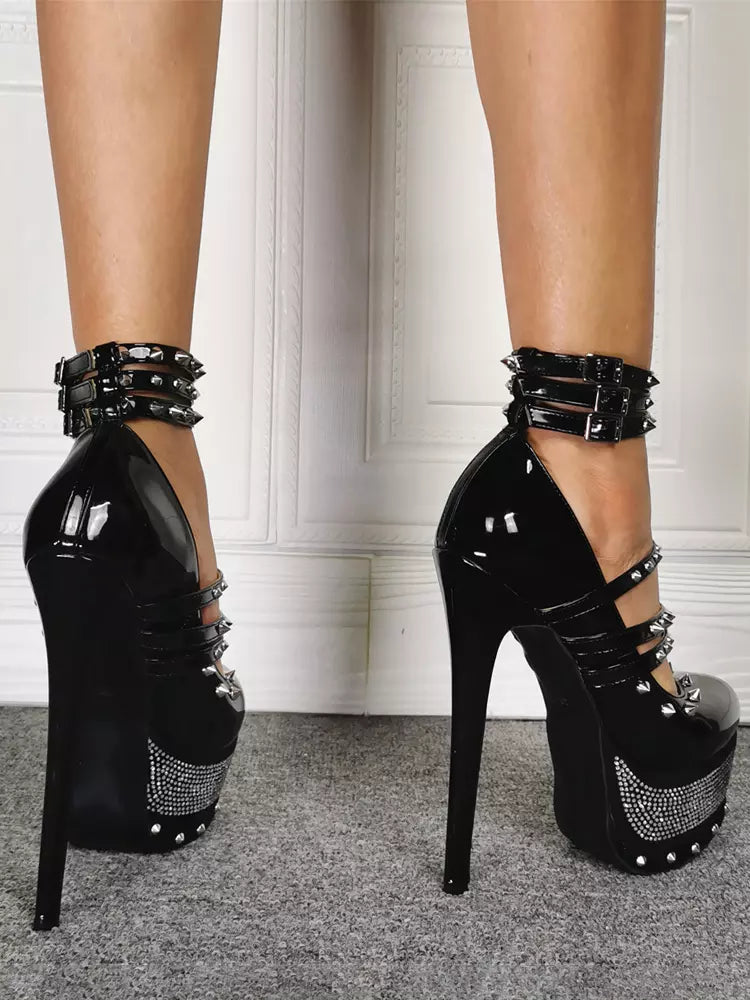 Rhinestones Beaded Strappy Gladiator Daily Casual Pumps High Heels