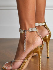 Rhinestones Prom Ankle Strap Stiletto Homecoming Heel Sandals