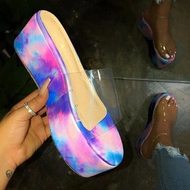 Riser Wedge Sandals Clear Acrylic Straps