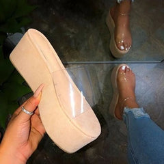 Riser Wedge Sandals Clear Acrylic Straps