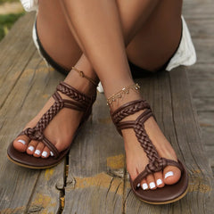 Roman Comfort Non Slip Back Strap New T-Strap Flat Sandle