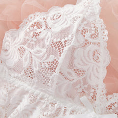 Romantic White Lingerie Underwear See Through Sleepwear Lace Nightdress And Panty Pijamas Sets Female Nighty