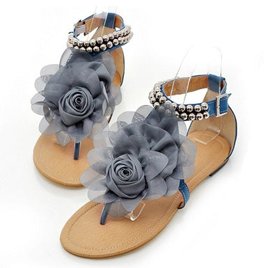 Bead and Rose   Embellished Sandals