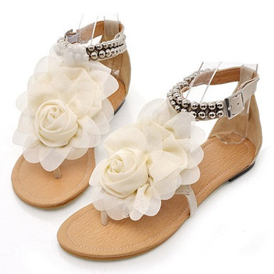 Bead and Rose   Embellished Sandals