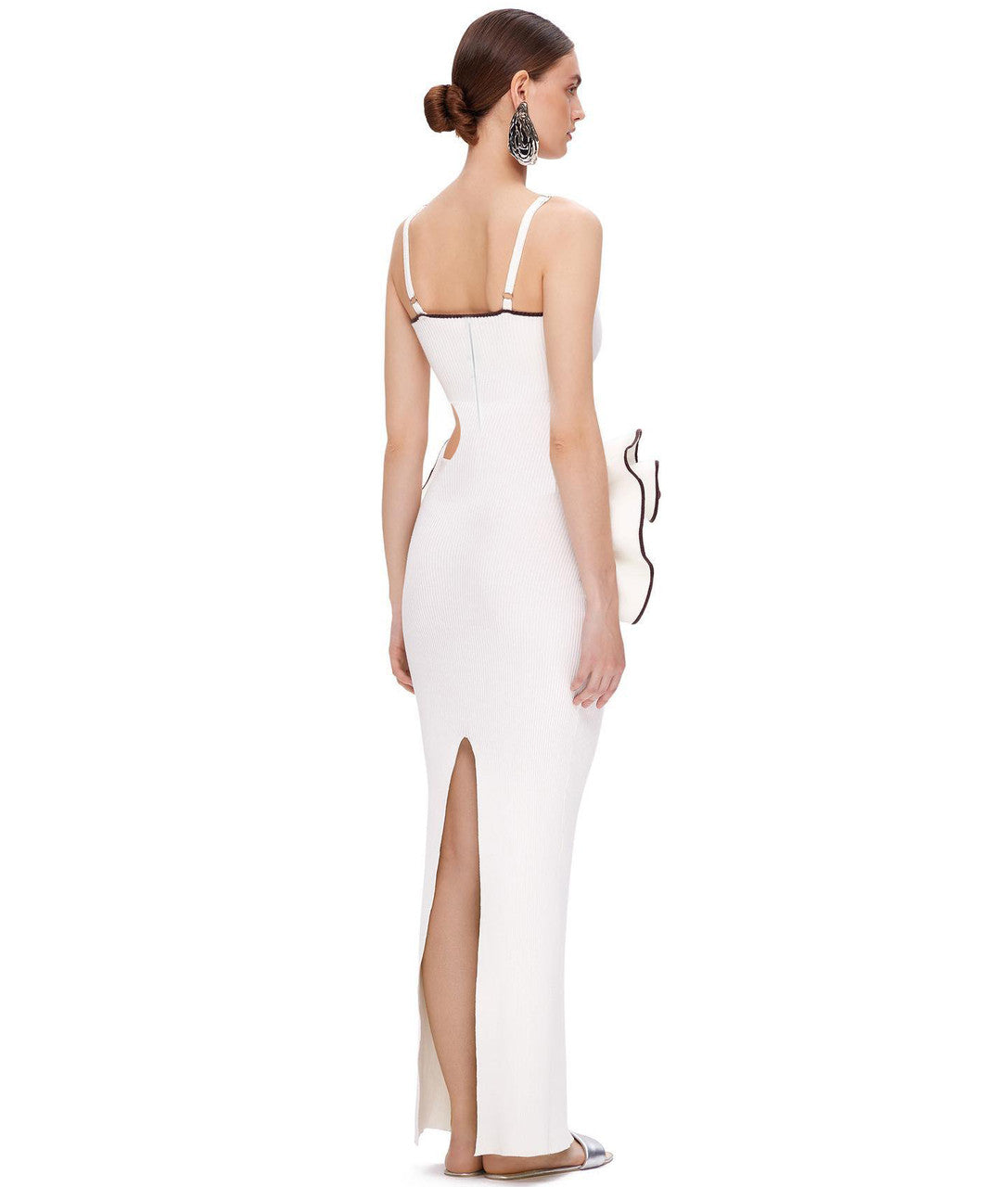 Ruffle Detail Maxi Dress White Black