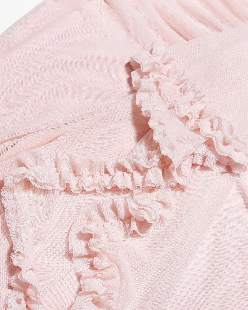 Ruffle Ruched Midi Dress Pink