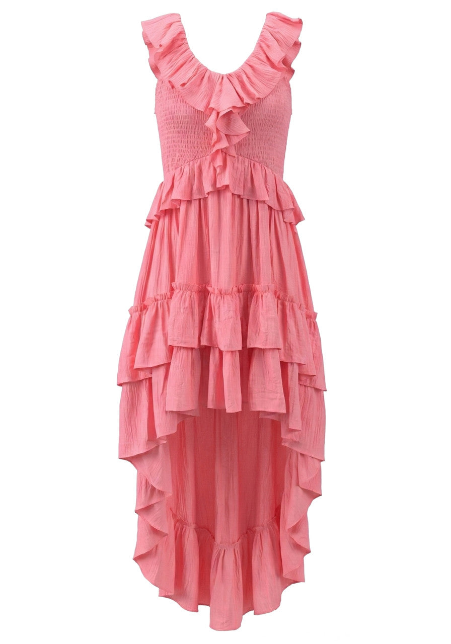 Ruffle High Low Dress Pink