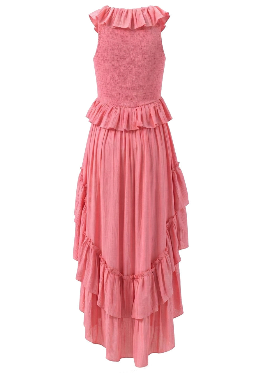 Ruffle High Low Dress Pink