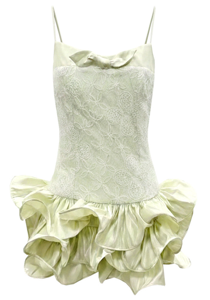 Ruffle Lace Dress Green