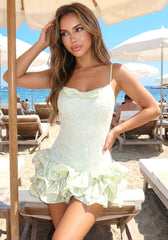 Ruffle Lace Dress Green
